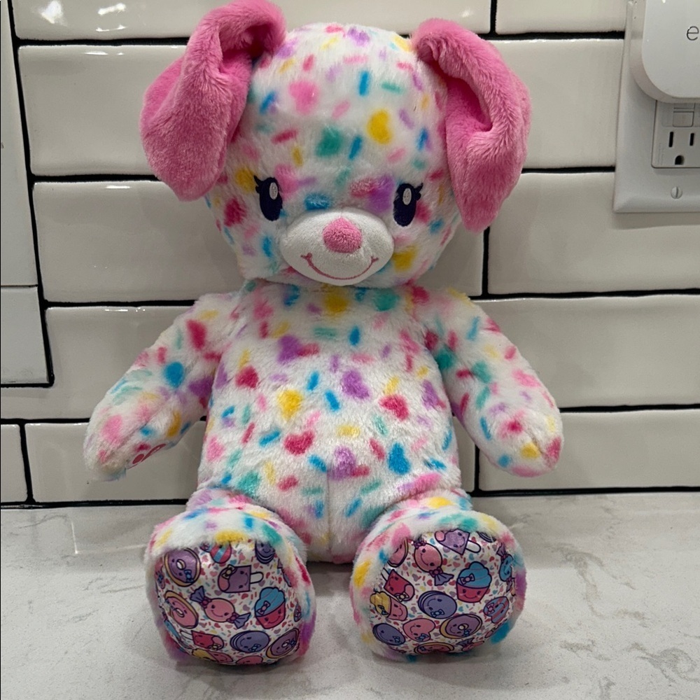 Build-A-Bear BAB Shopkins Puppy Dog Plush Confetti Hearts Cupcake 16”